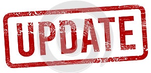 Update Red stamp on a white background