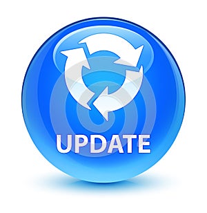 Update (refresh icon) glassy cyan blue round button
