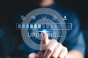 Update software application upgrade technology concept. Software update or Operating system, patch update, updating progress bar,