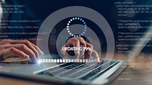 Update the software and install a new version system on the computer. The upgrade program, Business technology internet loading