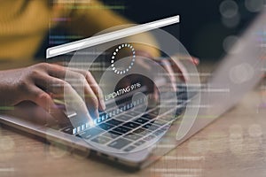 Update the software and install a new version system on the computer. The upgrade program, Business technology internet loading