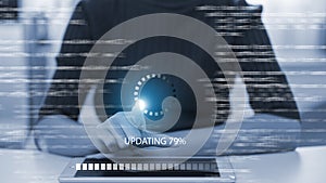 Update the software and install a new version system on the computer. The upgrade program, Business technology internet loading