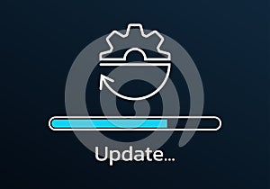 Update software or system concept. Upgrade, download, loading icon with progress bar. Vector illustration.