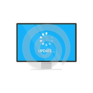 Update System software and upgrade concept. Loading process in monitor screen. Vector illustration.