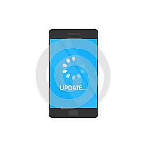 Update System software and upgrade concept. Loading process in smartphone screen. Vector illustration.