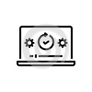 Black line icon for Updated, update system and install