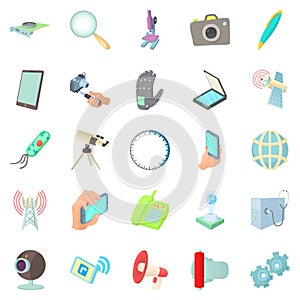 Updated technology icons set, cartoon style