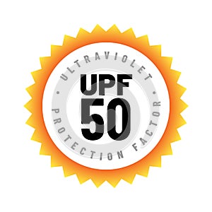 UPF icon. Ultraviolet Protection Factor sign. Ultra violet sunrays protection symbol. Vector illustration