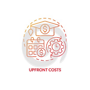 Upfront costs red gradient concept icon photo