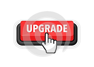 Upgrade button with cursor. Pointer click. Vector web button