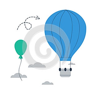 Upgrade or up sizing, air balloon, comparison concept