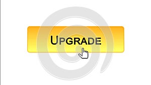 Upgrade web interface button clicked with mouse cursor, orange color, update