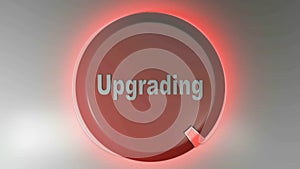 Upgrading red circle sign with rotating cursor - 3D rendering video clip