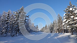 Uphill cross country track in Are Valadalen in Jamtland in Sweden
