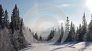 Uphill cross country track in Are Valadalen in Jamtland in Sweden