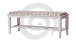 Upholstered wood bench isolated over white photo