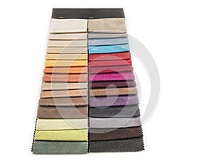 Upholstery color samples on the white background.
