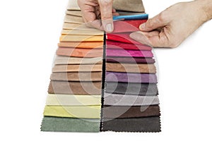 Upholstery color samples on the white background.