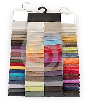 Upholstery color samples on the white background.