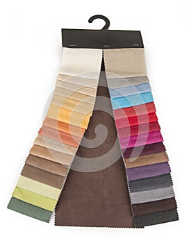 Upholstery color samples on the white background.