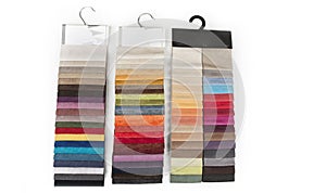 Upholstery color samples on the white background.