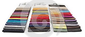 Upholstery color samples on the white background.