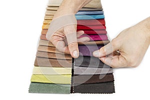Upholstery color samples on the white background.