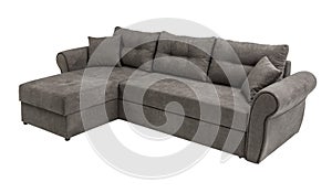 Upholstery sofa corner set with pillows isolated on white background with clipping path