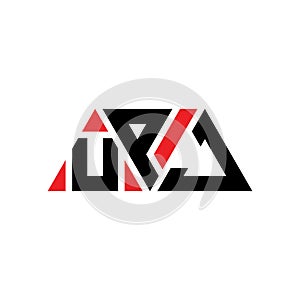 UPJ triangle letter logo design with triangle shape. UPJ triangle logo design monogram. UPJ triangle vector logo template with red