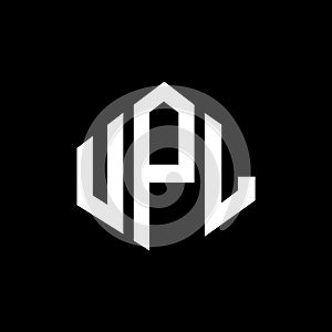 UPL letter logo design with polygon shape. UPL polygon and cube shape logo design. UPL hexagon vector logo template white and
