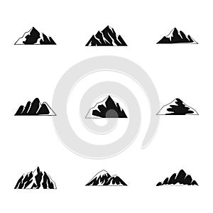 Upland icons set, simple style