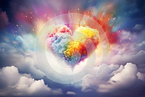 Uplifting Rainbow cloud love. Generate Ai photo