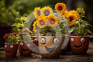 Uplifting Smiling flower pot. Generate Ai photo
