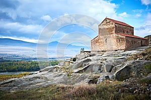 Uplistsikhe. Rock cave city with christian basilica church in Georgia