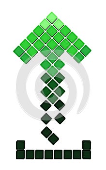 Upload arrow icon made of the green gradient cub