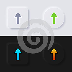 Upload button, Arrow Icon set, Multicolor neumorphism button soft UI Design.