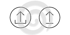 Upload Button Icon Vector. Up Arrow Symbol Illustration. Editable Stroke