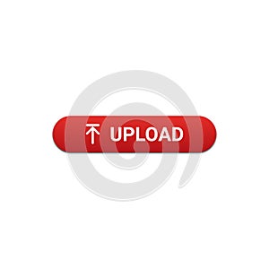 Upload button with red color on white background for website and UI material