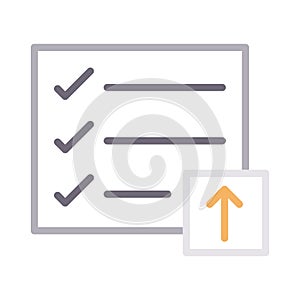 Upload checklist thin color line vector icon