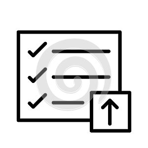 Upload checklist thin line vector icon