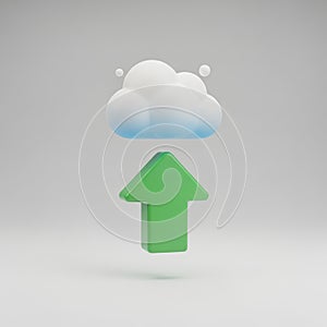Upload Cloud Arrow Green 3DIcon