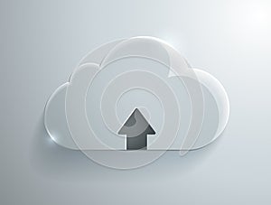 Upload cloud glass icon