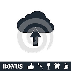 Upload cloud icon flat