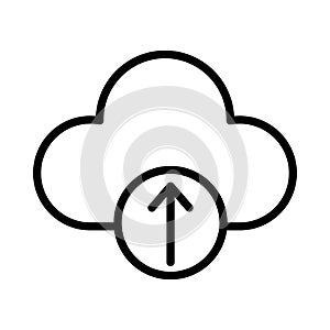 Upload cloud thin line vector icon