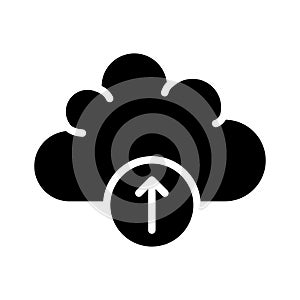Upload cloud glyph flat vector icon