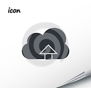 Upload on cloud vector icon on a wrapped silver sheet