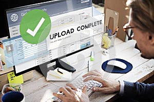 Upload Complete Data Uploading Submit Technology Concept