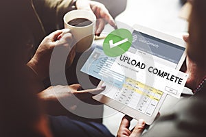 Upload Complete Data Uploading Submit Technology Concept