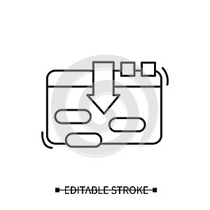 Upload data icon. Concept of data transfer, save and cloud storage