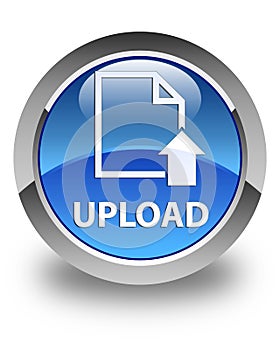 Upload (document icon) glossy blue round button